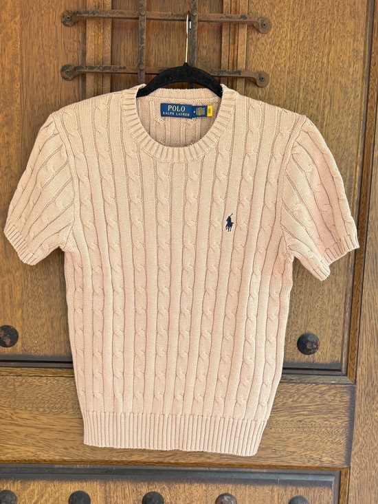 Ralph Lauren Sweaters - Polo Ralph Lauren Light Brown Cable Knit Short-Sleeve Crewneck Sweater Size M